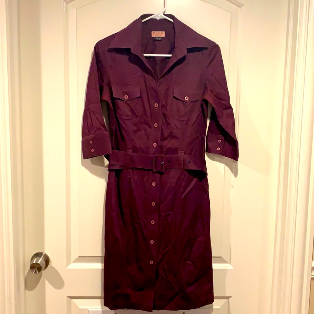 Maroon Pink Shirt Dress